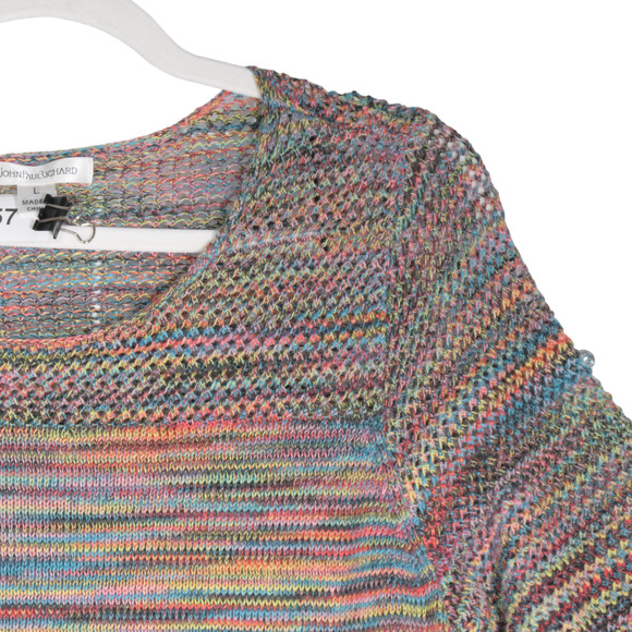 John Paul Richard Sweater Women Large Multicolor Knit 3/4 Sleeve Elevated Basics - Picture 4 of 8